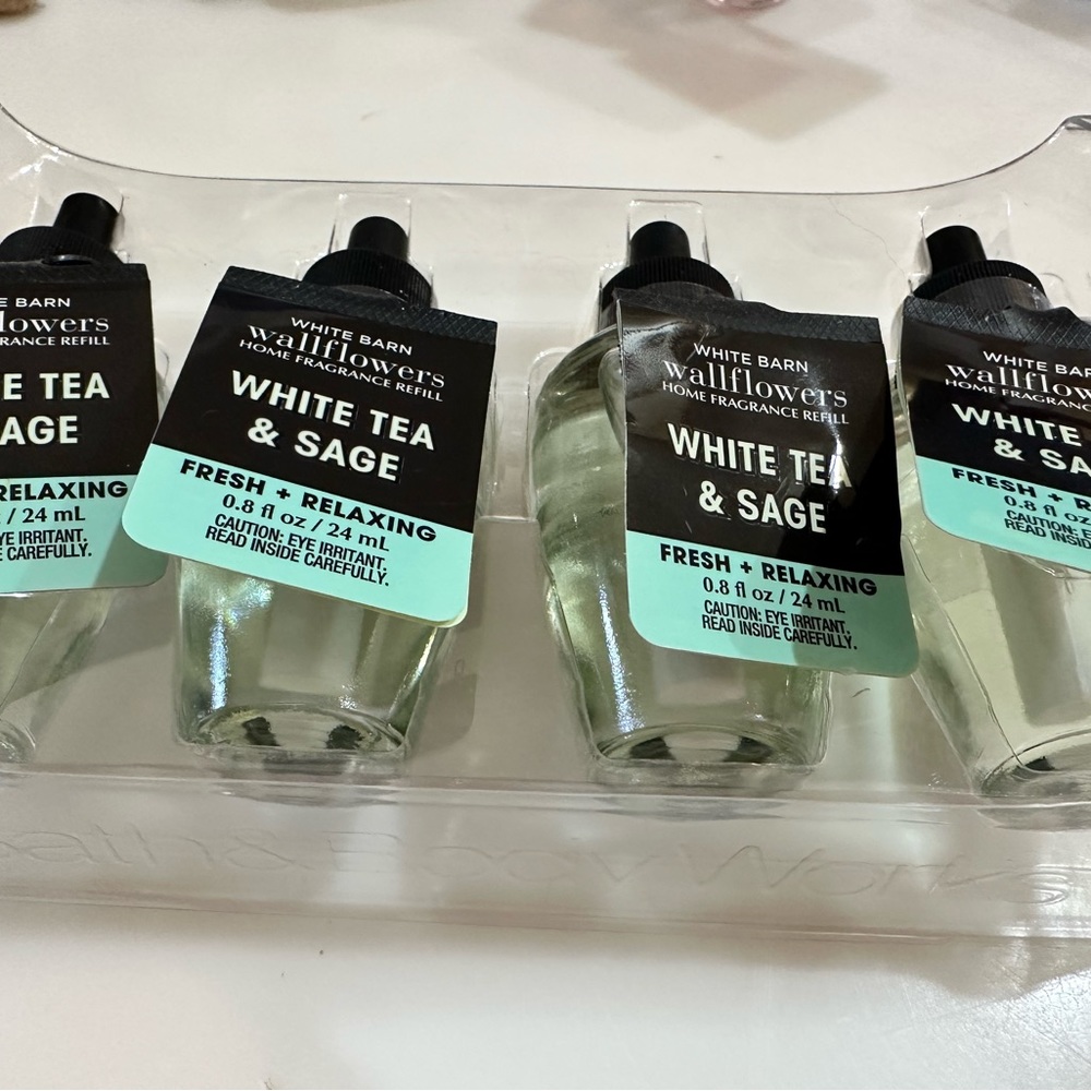 4 wallflower refills. WHITE TEA & SAGE